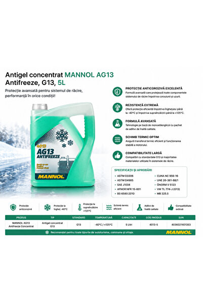 MANNOL AG13 Green Antifreeze -40C 5L, Ready Mix, Longlife Coolant, Radiator a...