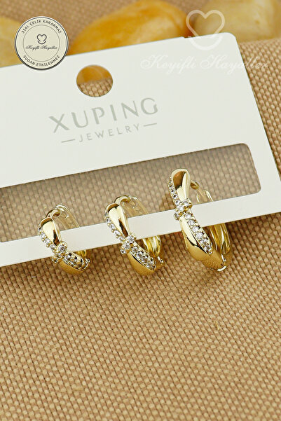 Keyifli Hayaller Xuping Küpe - Zirkon Sıralı Taşlı Kombin Halka Model Trend K...