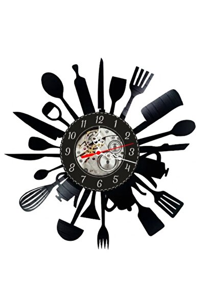 OEM Ceas de perete decorativ Ustensile Burst, din vinil reciclat, model Usten...