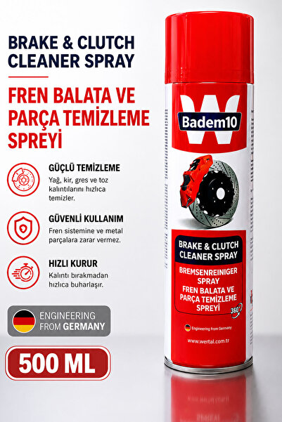 Badem10 Fren Disk Balata Temizleyici Sprey 500 ml Yağ Sökücü Hızlı Kuruyan Pr...