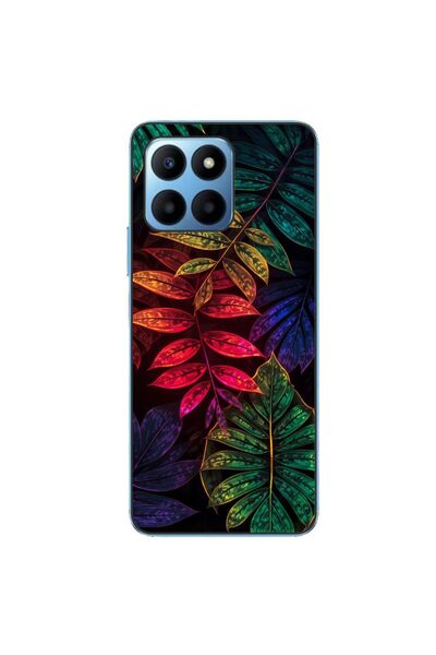 OEM Husa compatibila cu Honor X6 Silicon Gel Tpu Model Minmal Neon Leaves Pat...