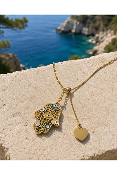 Shinestar atelier Fatma Ana Eli Nazar Detaylı Gold Kolye | Mare Serisi