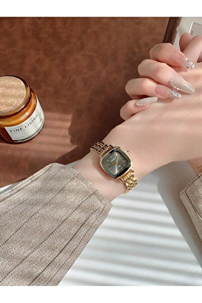 ORVILLA 1Pc Women's Small Watch with Gold Strap, Simple Bar and Dial Style, Quartz Movement, Suitable for Daily Wear, as a Gift for Occasions Like Birthday, Anniversary, or Halloween Day