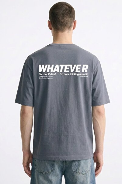 Coredra Whatever Oversize Fit Men's T-Shirt - Dark Smoked - C101