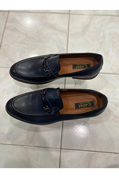 Aysun Ayakkabı Navy Blue Inside and Outside Genuine Leather Niolite Sole Men'...