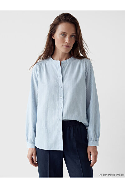 LC Waikiki Grandad Collar Striped Women's Shirt