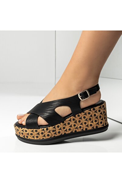 Modlet.ro Women's black platform sandals EVA28