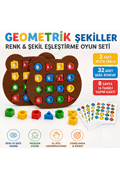 LRS STORE Set of 2 Toy Geometric Shapes Color Shape Matching Lineup Find Sort...