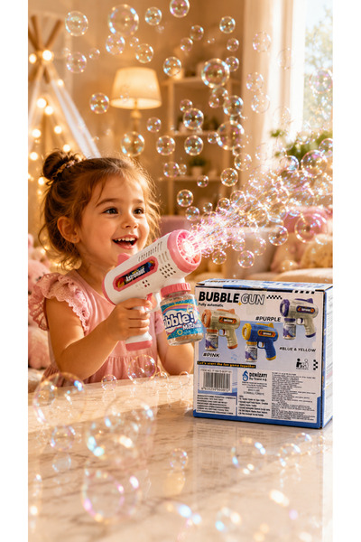 Bubblegum Otomatik Baloncuk Tabancası – Işıklı Bubble Gun Çocuk Oyuncağı ve K...