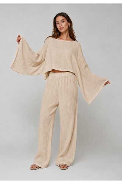 estewoman Muslină 100% bumbac Set 2 piese pantaloni și bluză
