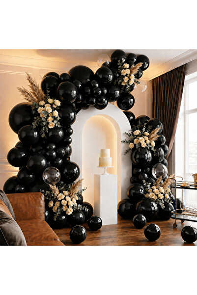 BeySüS Black Color Latex Metallic Balloon (30 cm) - 100 Pieces