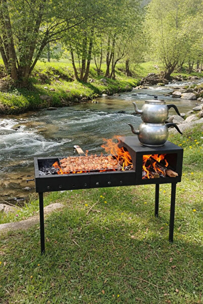 DT DEFNE TASARIM DT Mangal Piknik Kamp Bahçe Profesyonel Odunlu Kömürlü Katla...