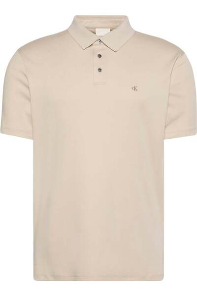 Calvin Klein Ανδρικό μπλουζάκι πόλο Ss Supima Chest Emb σε καφέ χρώμα
