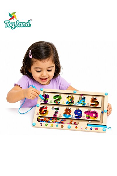 TOY LAND Magnetic Bead Maze Wooden Number Learning Board with Magnetic Pen, C...