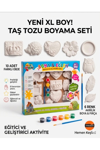 HEDİYESEPETİ1643 "Minik Sanatçılar Boya & Eğlen Taş Tozu Obje Boyama Seti - 1...