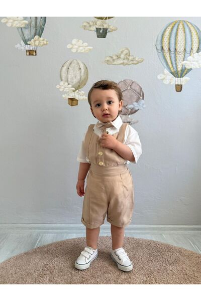 favorimkids Yazlık Kısa Premium Sütlü Kahve Takım Gömlek Dahildir