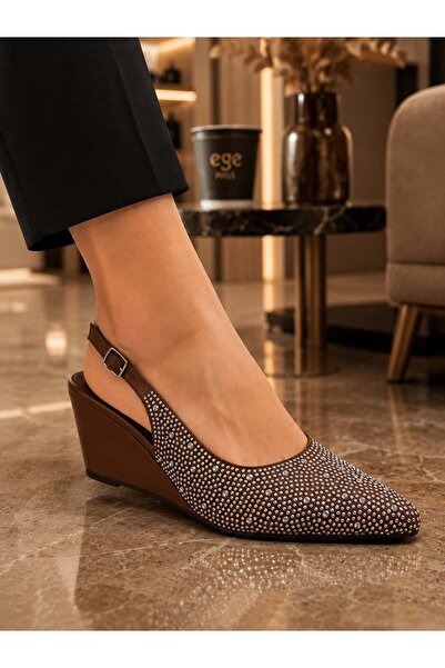 Egepass Royal Spark Stone-Embellished Wedge Heel Women's Shoes