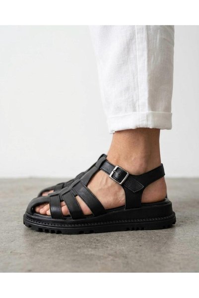 Lütfi Sandale confortabile de zi cu zi pentru femei, cu talpă ortopedică, din piele naturală