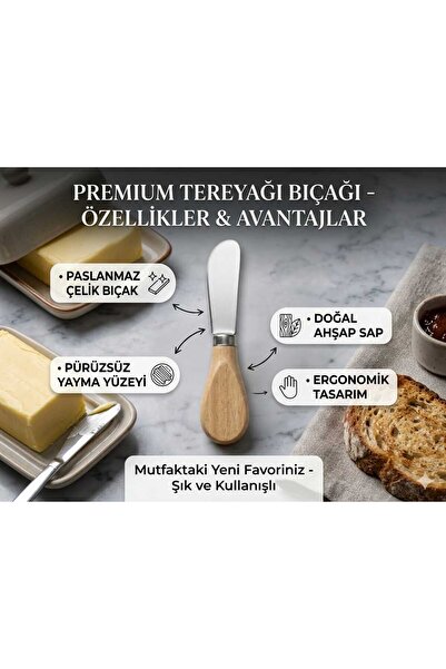 LOVYCO Ahşap Saplı Paslanmaz Çelik Tereyağı Bıçağı - Reçel, Çikolata ve Peyni...
