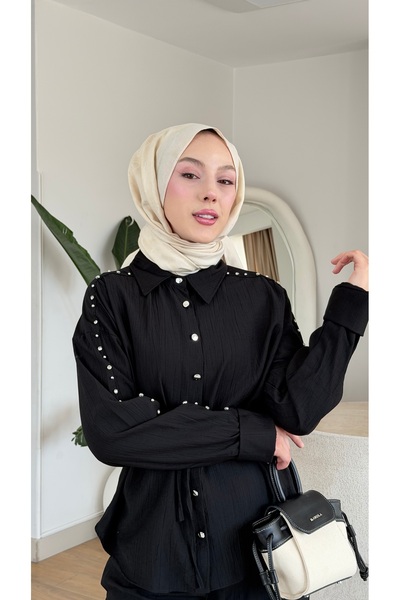 NİLNUR MODA New Season Dream Pearl Buttoned Trouser Suit