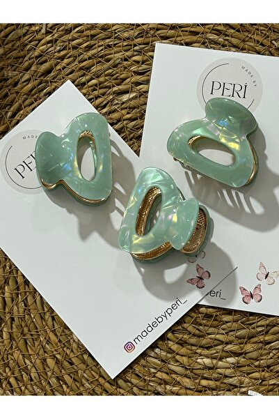 MADE BY PERİ Luxury Acetate Latch Buckle Pearlescent Bone Hair Accessory