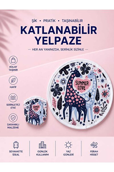 RoseCo00 Katlanabilir Kolay Taşınabilir Yuvarlak Yelpaze