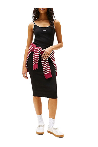 Tommy Hilfiger Γυναικείο Αμάνικο Φόρεμα Μαύρο Tommy Jeans DW0DW20330-BDS