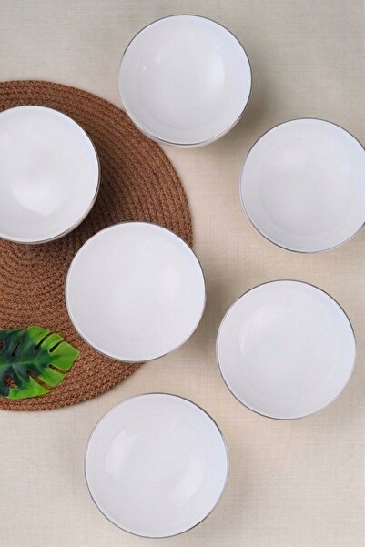 tabakevi Tabak Evi Porcelain Sofia Platinum Gilded Bowl 13,5cm 380Cc Set of 6