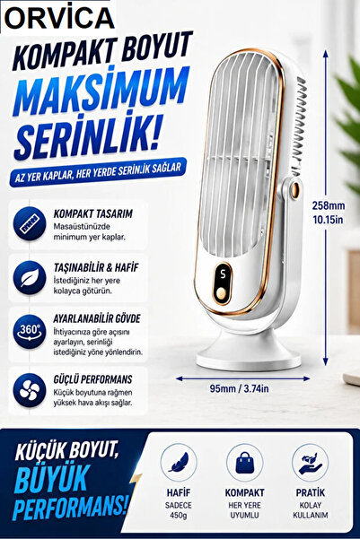 ORVİCA Yeni Nesil Dijital Göstergeli 5 Kademeli Çift Motorlu 720° Dönebilir K...