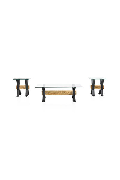 Midas Furniture METAL COFFEE TABLE SET 140X80X45 CM BROWN