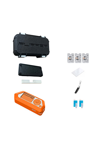UnderShop Flipper Zero Accessory Set - Orange Silicone Case, V12 Transport Bo...