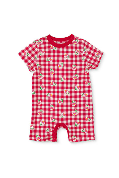 ebebek Hello Baby HelloBaby Kız Bebek Kısa Tulum Çiçek Baskılı Çıtçıtlı Bisik...