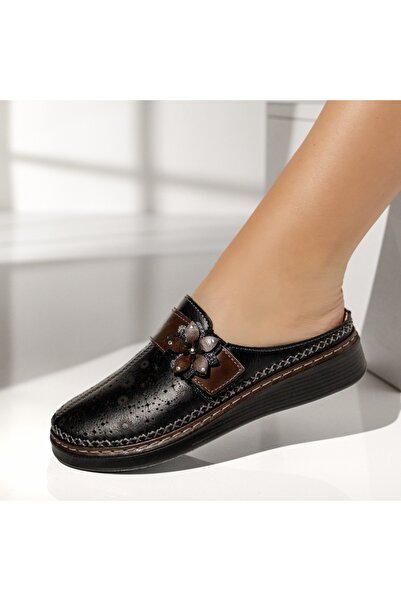 Modlet.ro Women's black perforated clogs EVA7