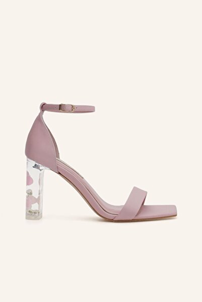 MARCATELLI Pembe Saten Violet Topuklu Ayakkabı