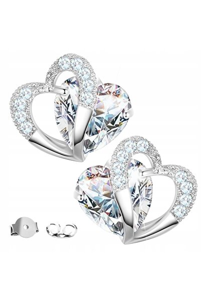 Larezo Cercei Din Argint 925 Cu Inimioare Din Cristale Albe Si Zirconii Cubic...