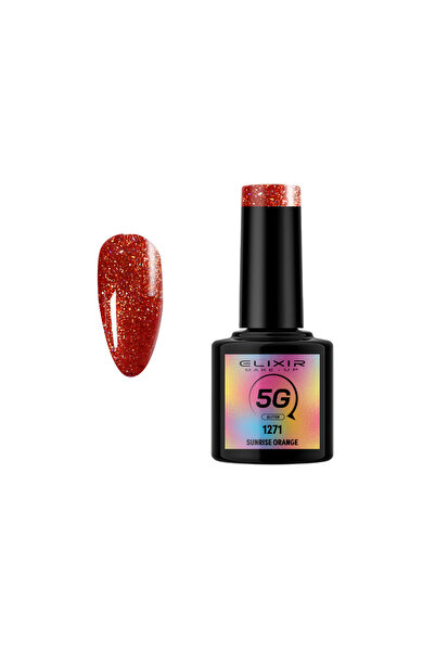 Elixir 5G GLITTER SEMI GEL (ΗΜΙΜΟΝΙΜΟ BΕΡΝΙΚΙ) - 1271 (SUNRISE Orange) 8ML