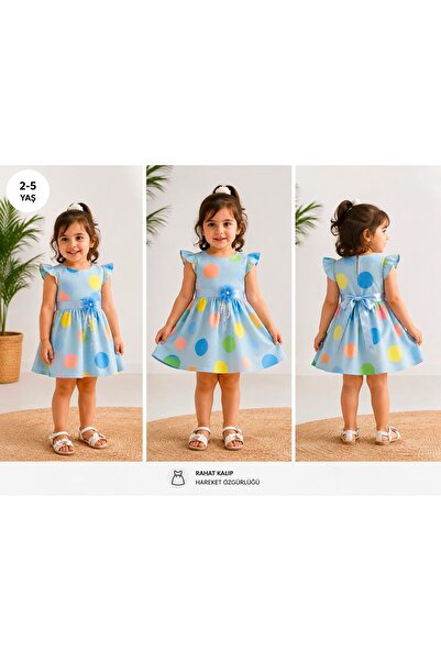 Necix's Girl's Polka Dot Flounce Birthday and Party Dress (Ages 2-5)