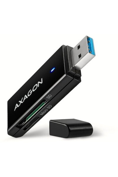 Axagon Cititor de carduri CRE-S2N, USB-C 3.2, 2 în 1, SD, microSD, Negru