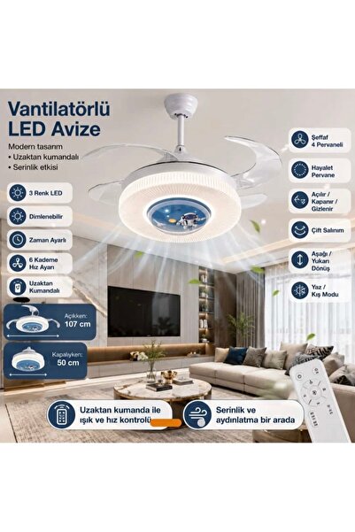 ADOĞAN Uzaktan kumandalı Vantilatörlü led avize