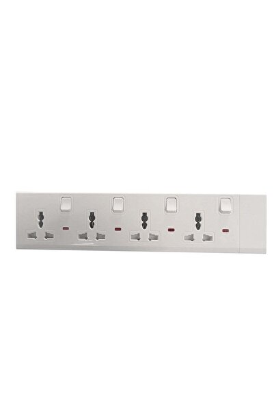 Duravel 4 Way-Socket Power Strip with Individual Switches, White, Universal O...
