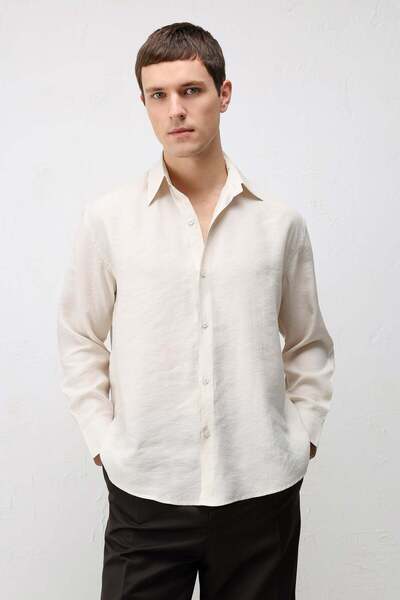 Antioch Beige Modal Blend Relax Fit Men's Shirt