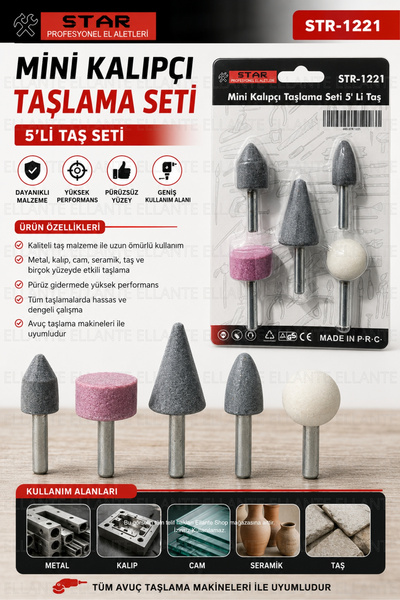 ellante Mini Kalıpçı Taşlama Seti 5'li Taş Seti | Metal, Cam, Seramik ve Taş ...