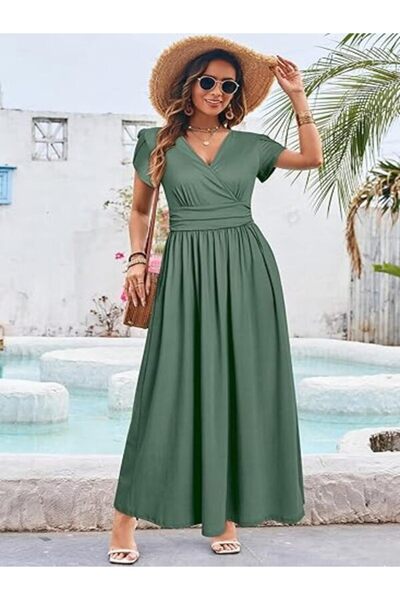 Ouges Maternity Maxi Dress Wrap Baby Shower Pregnancy Dresses for Photoshoot ...