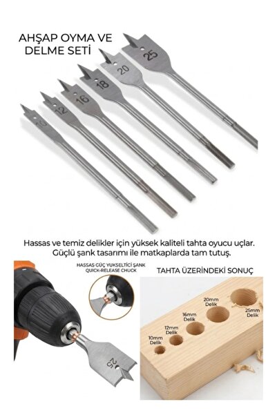 akatsuki 6 Parça Matkap Uçuna Takılan Tahta Ahşap Oyma Ağaç Delici Yaprak Set...