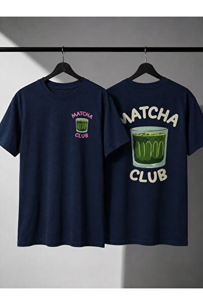 Pufiko Kids تي شيرت مطبوع باللون الأزرق الداكن للبالغين من Matcha Club