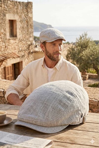 Hat Town Classic Italian Style Linen Cap - Adjustable Side Buckle