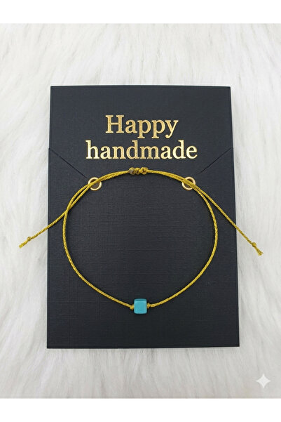 HAPPY HANDMADE سوار الحظ من حجر الفيروز/سوار قابل للتعديل/مجوهرات/إكسسوارات/س...