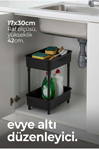 ERKUGO 2-Tier Kitchen and Bathroom Organizer Shelf Black |   Under Cabinet, u...