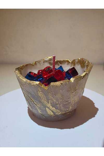 GLOWRA ARTISANS Hand-Painted Metallic Gold Leaf Rim, Jewel-Toned Crystal Gems, and Center Wick – Statement Luxury Centerpiece for Elite Home Decor, Wedding Table, and High-End Corporate Gifting