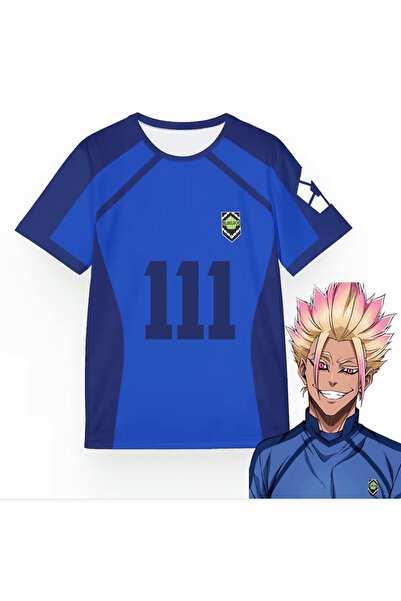 Touz Moda Anime Blue Lock Mavi SHİDOU 111 Unisex Forma Unisex T-shirt